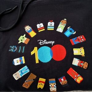 Disney Black Hoodie with Vibrant Character Wheel
